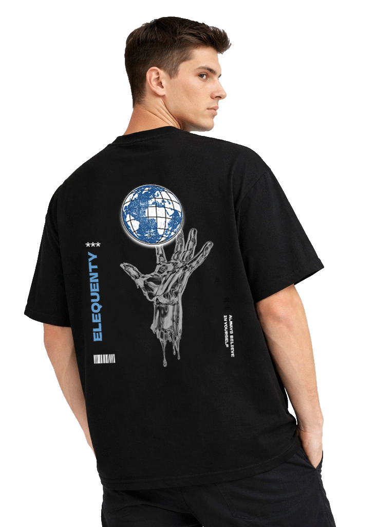 World in your Hands Oversized Tee Dark